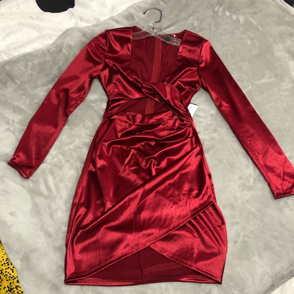 Satin red dress